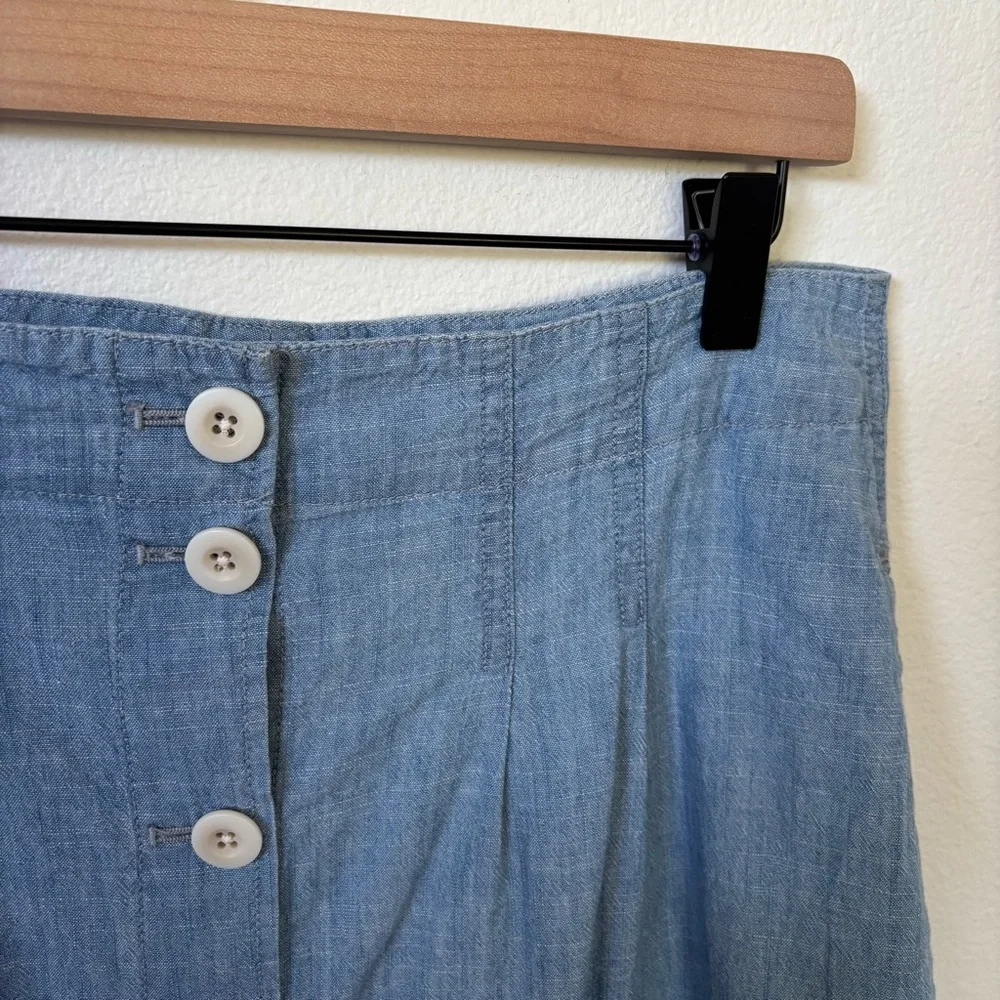 Madewell Midi Skirt Button Front Chic Patio Pockets Cotton Chambray Blue Size 10 - Picture 5 of 12